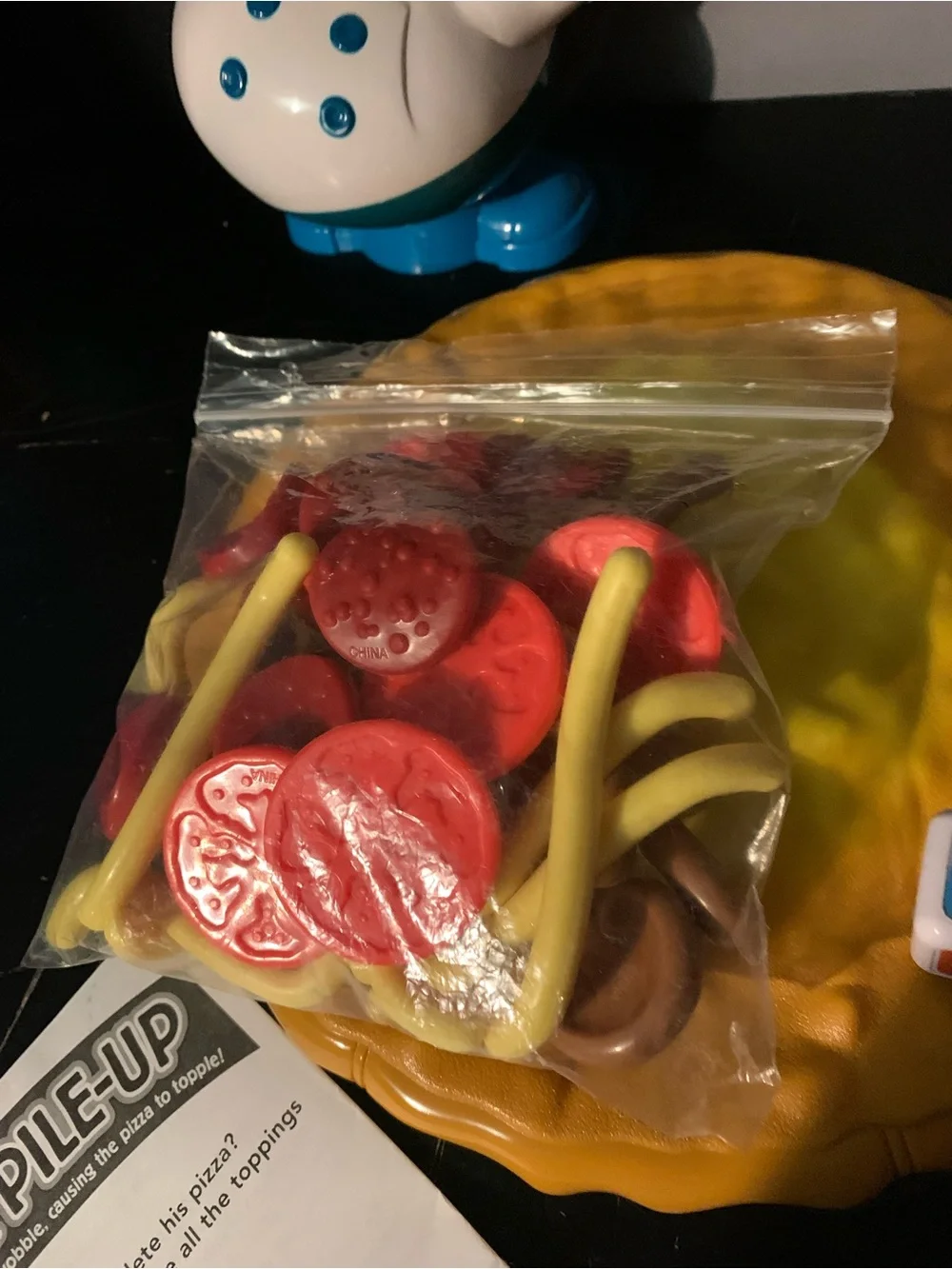 Vtg Poppa's Pizza Topple Toppings Balancing Game Pile Up Missing One Topping